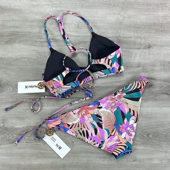 ☀️HURLEY☀️ Palm Paradise Adj Surf Top Palm Paradise Mod Surf Bottom BIKINI SET - Picture 13 of 15